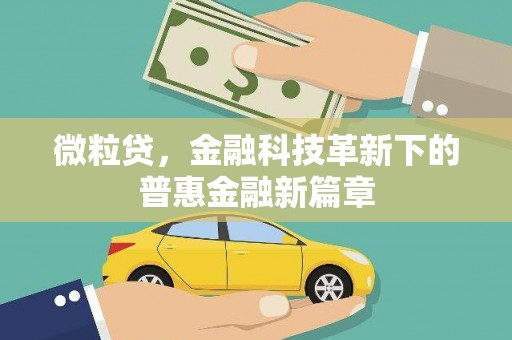 汉源微粒贷，金融科技革新下的普惠金融新篇章