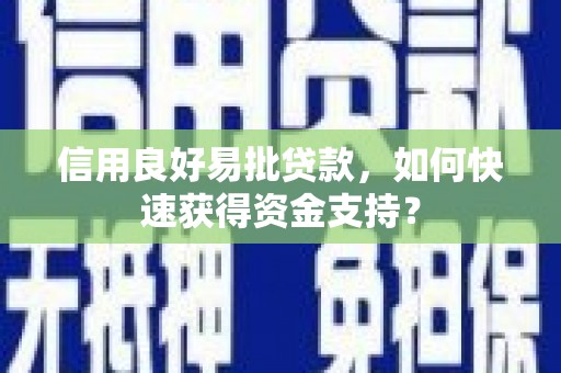 汉源信用良好易批贷款，如何快速获得资金支持？