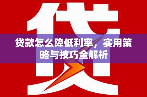 汉源贷款怎么降低利率，实用策略与技巧全解析