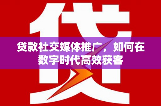 汉源贷款社交媒体推广，如何在数字时代高效获客