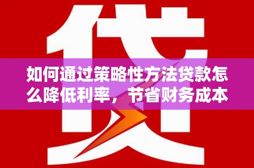 汉源如何通过策略性方法贷款怎么降低利率，节省财务成本