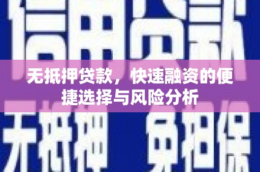 汉源无抵押贷款，快速融资的便捷选择与风险分析