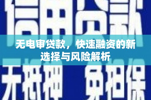汉源无电审贷款，快速融资的新选择与风险解析