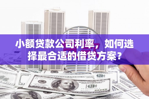 汉源小额贷款公司利率，如何选择最合适的借贷方案？