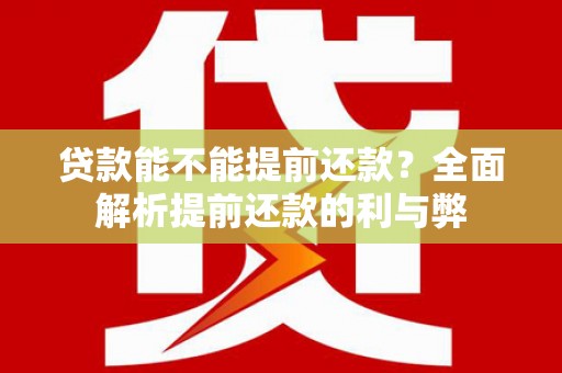 汉源贷款能不能提前还款？全面解析提前还款的利与弊