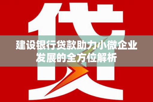 汉源建设银行贷款助力小微企业发展的全方位解析