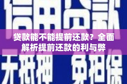 汉源贷款能不能提前还款？全面解析提前还款的利与弊
